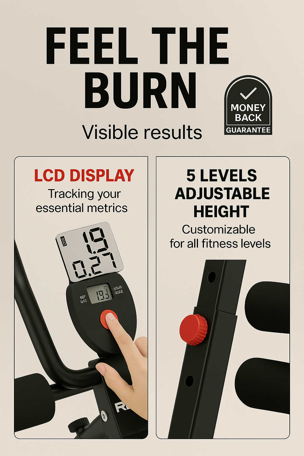 Adjustable Ab Machine for Home Gym - Foldable and Adjustable for any Height